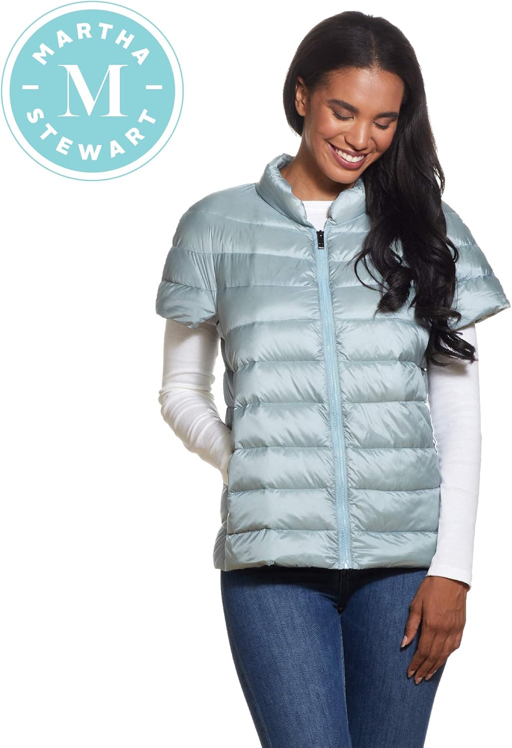 Martha Stewart's Womens Puffy Vest in Blue - Down Vest Jacket for Women- Blue L at  Women's Coats Shop
