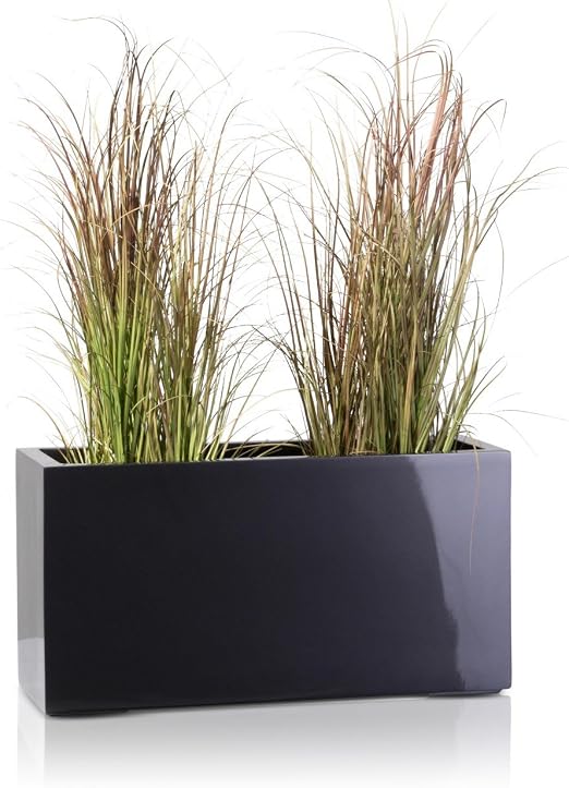 Maceta, jardinera de fibra de vidrio VISIO – color: gris metálico ...