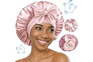 BONNET QUEEN Silk Bonnet for Sleeping Women HYALURONIC Acid Double Layer Satin Bonnet for Curly Hair with Tie Band Scrunchie
