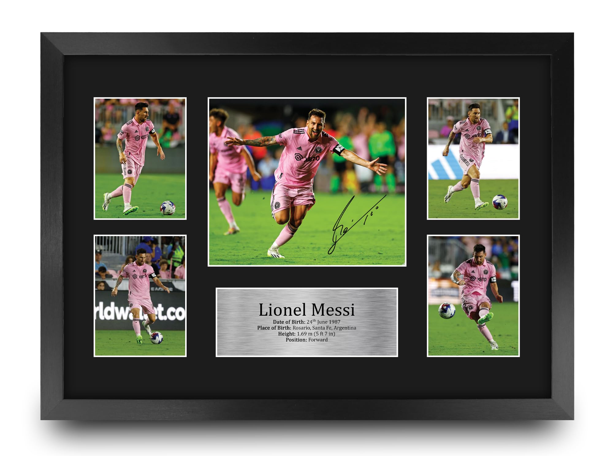 HWC Trading FR A3 Lionel Messi Inter Miami Printed Memorabilia Signed Autograph Photograph Display for Football Fans and Supporters - A3 Framed