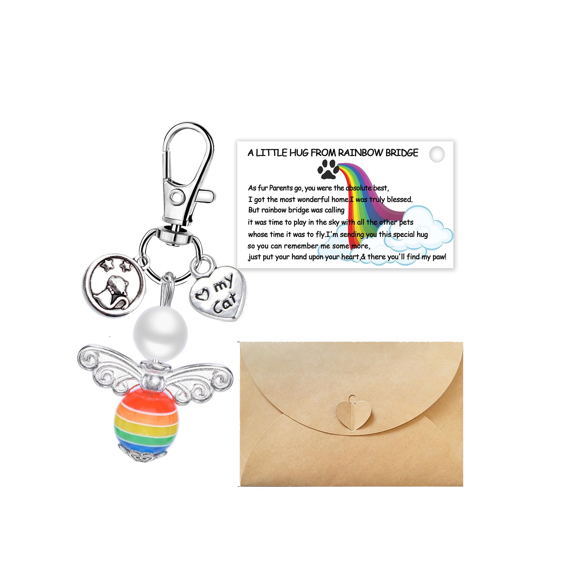 Pet Cat Loss Memorial Card, Cat Memorial Gifts for Loss of Cat Bereavement Gifts, Rainbow Bridge Poem Card for Cat Lovers in Memory of Passing Away Cat Loss Cat Condolences Card for Cat Lover