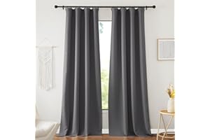 NICETOWN Grey Blackout Curtain 84 inch Length for Bedroom, Rod Pocket/Back Tab/Hook Belt Primitive Thermal Insulated Window Drapes for Boys/Kids Room/Home Theatre/Film Room/Stage, Set of 2