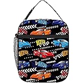 DOINBEE Kids Race Car Lunch Box, Funny Colorful Sports Car Speed Racer Lunch Bag for Boys Kids Men, Boys Cars Lunchbox, Black Portable Insulated Leakproof Cooler Lunch Tote Handbags for School