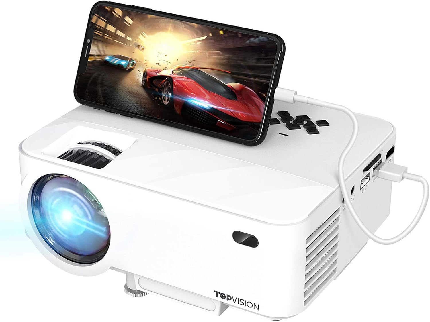 TOPVISION Mini Projecteur avec Miroir de L'écran, Projecteur Portable