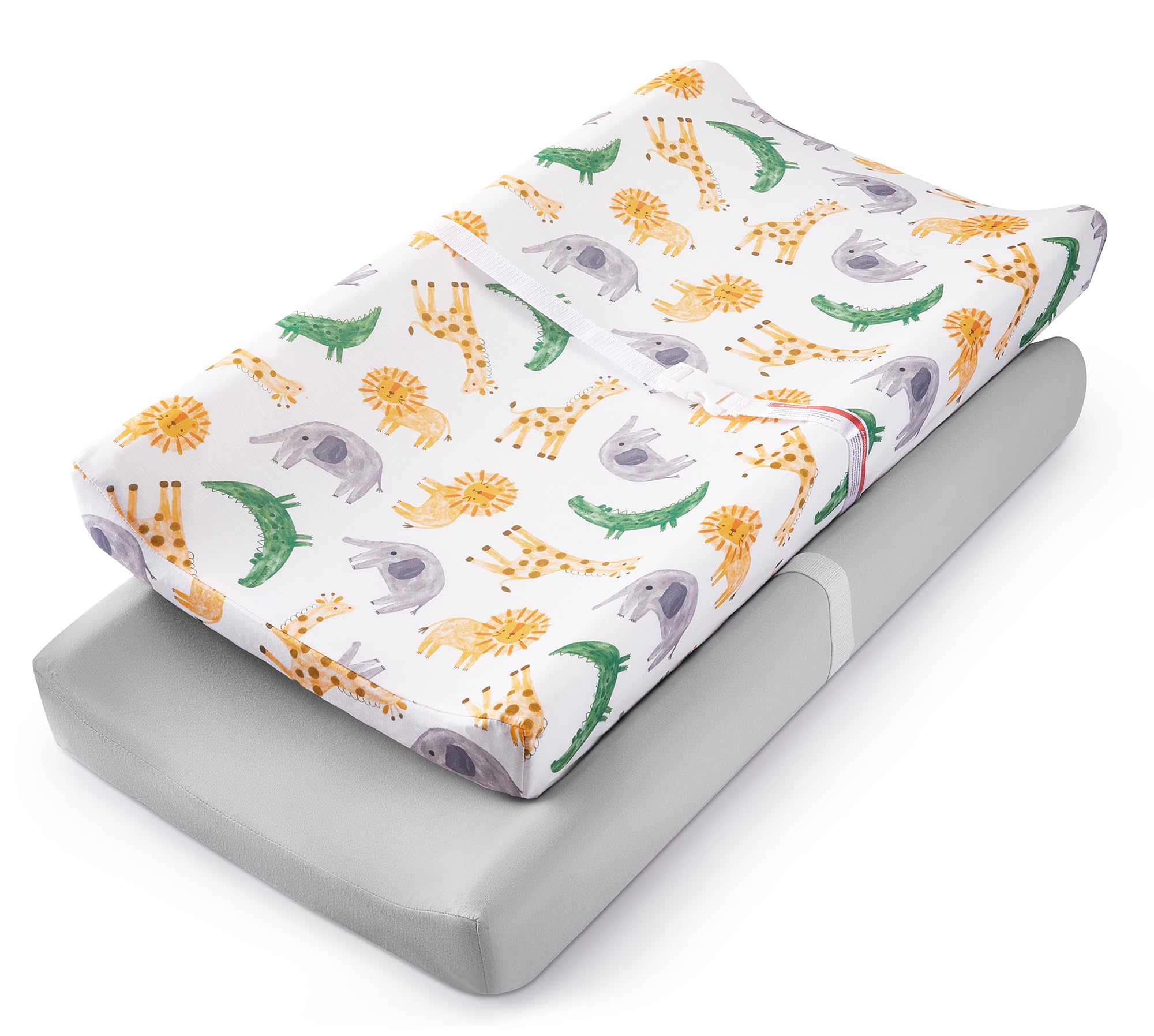 Photo 1 of TILLYOU Baby Changing Pad Cover, Changing Table Cover for Girls Boys, Ultra Soft Breathable, 2 Pack African Steppe & Grey