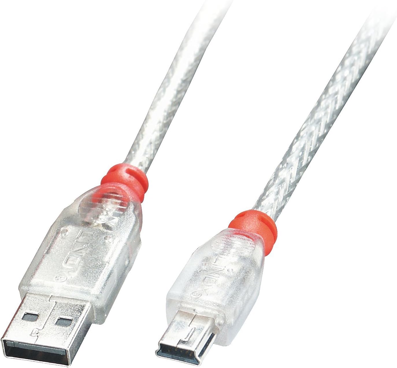 LINDY 3 m Type A to Mini-B USB 2.0 Cable - Transparent, 3 meters