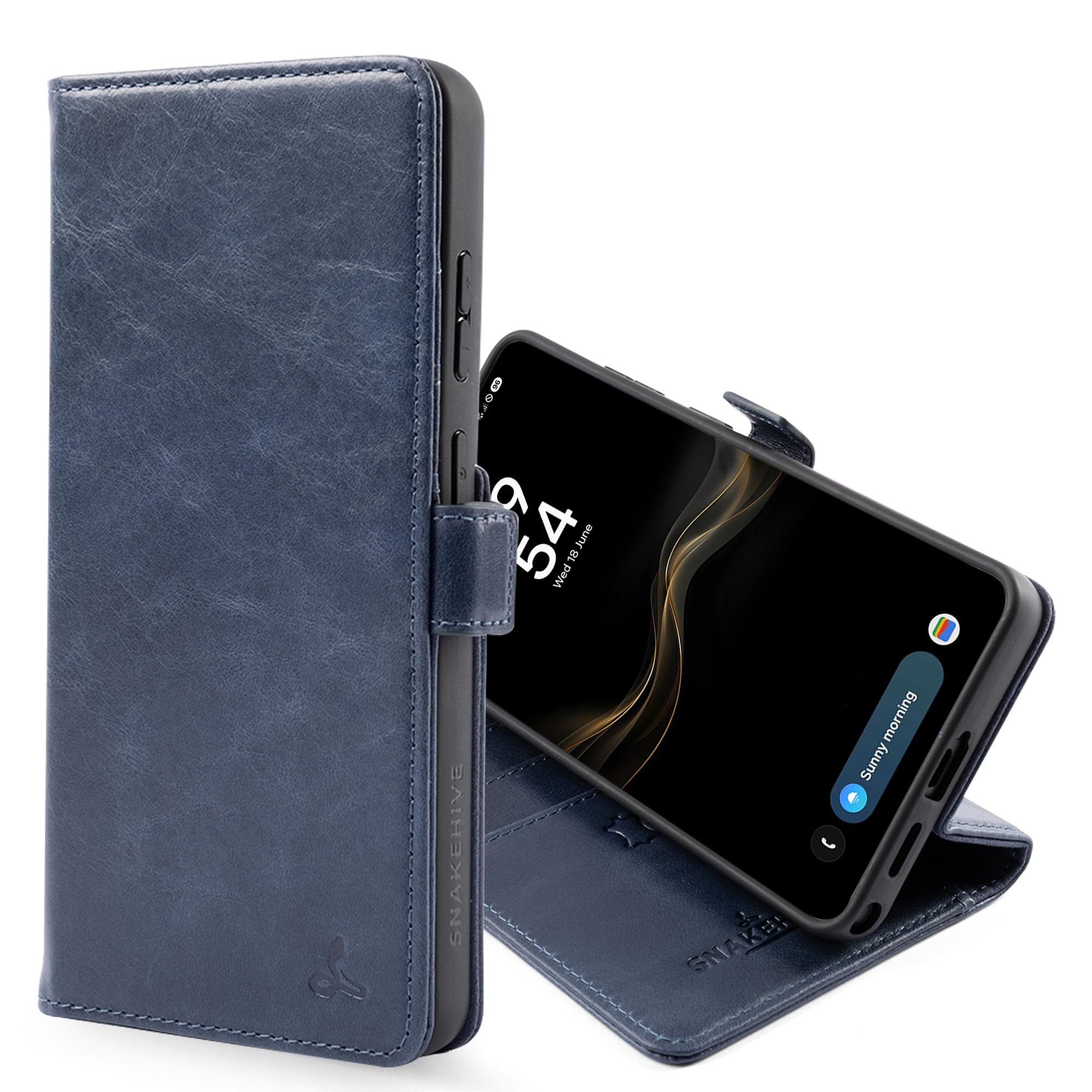 Snakehive Genuine Leather Wallet Case for Samsung Galaxy S26 Ultra – Flip Cover with Card Slots & Stand (Smooth Blue)