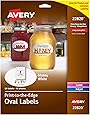 Avery Oval Labels with Sure Feed Laser & Inkjet Printers, 2" x 3-1/3", 80 Glossy White Labels (22820)