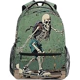 Skateboard Skeleton Skull Backpacks for Kids Teens School Bookbags for Elementary Middle High School Students Back Pack Laptop Daypack for Girls Boys Age 4-18 Years