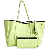 POPUPS Large Neoprene Tote Bag for Women – Stylish Work, Beach, Travel Bag with Pockets, Rope Handles with Zipper Pouch