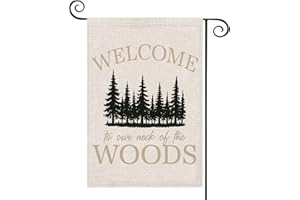 ZJXHPO Welcome To Our Neck Of The Woods House Flag Nature Outdoor Porch Decor Lake House Home Decor Forest Yard Flag (C-Woods