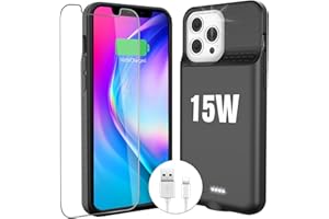 ZENEE for iPhone 14/14 /13/13 Pro Battery Case，【15W Fast】 Ultra-Slim 7000mAh Portable Rechargeable Charger Case Cover for iPhone 14,14 Pro,13,13 Pro Charging Case -6.1inch，Black