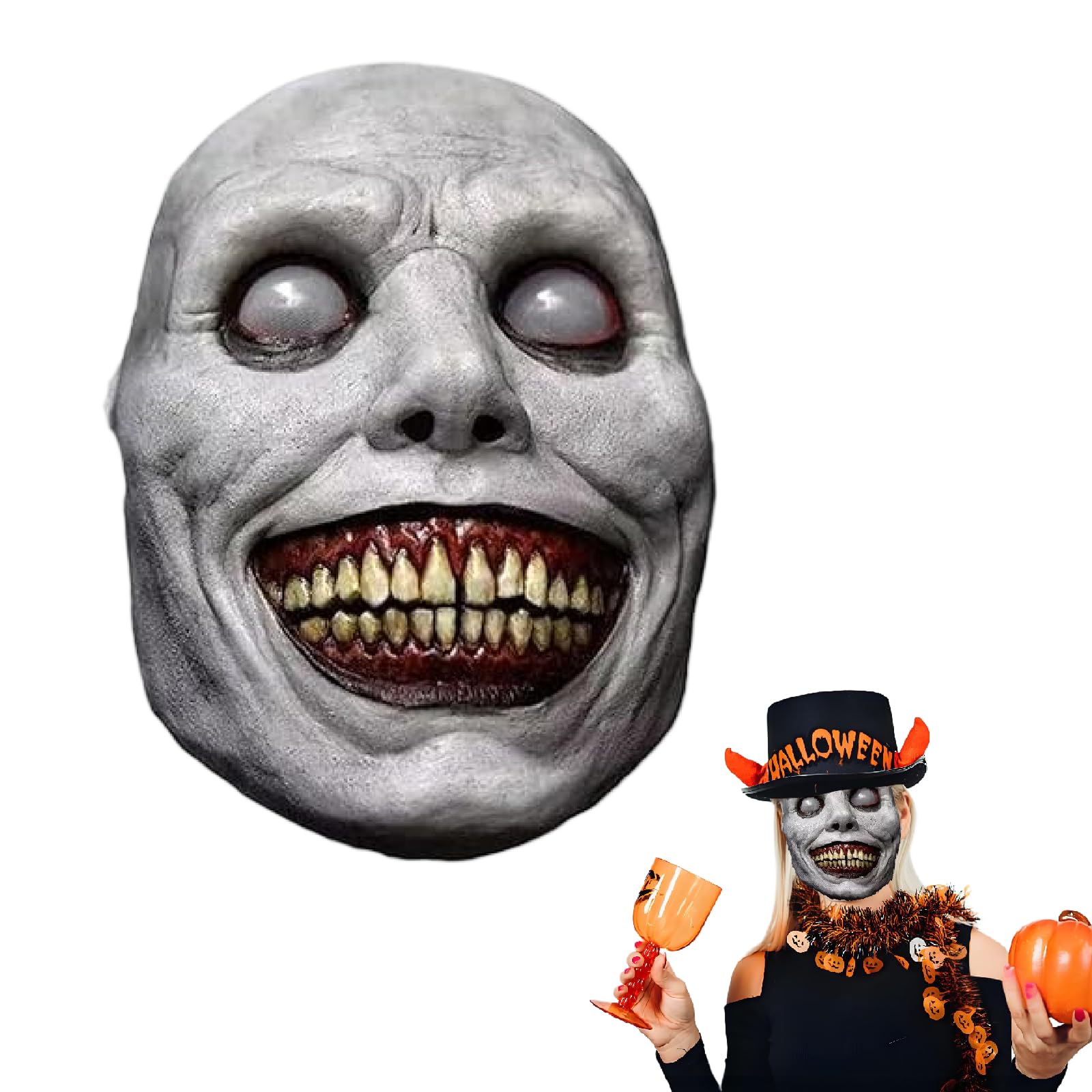 Pddenality Latex Scary Mask, Halloween Masks, Durable Scary Halloween Costumes, Smile Horror mask Suitable for use as Cosplay Props Party supplies and Halloween Accessories