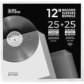 BIG FUDGE Vinyl Sleeves Inner and Outer - Vinyl Record Sleeves Inner and Outer - 25 x 12 High-Density Polypropylene Album Covers &amp; 25 x 12 Archival Anti-Static Rice Paper Inner
