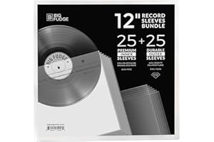 BIG FUDGE Vinyl Sleeves Inner and Outer - Vinyl Record Sleeves Inner and Outer - 25 x 12 High-Density Polypropylene Album Covers & 25 x 12 Archival Anti-Static Rice Paper Inner
