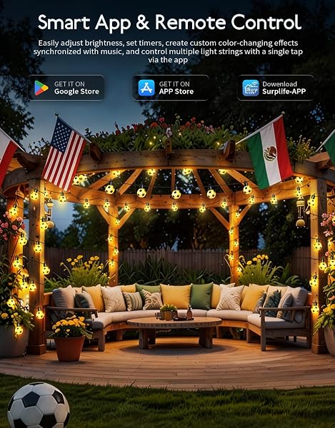 RAINBOWSHOW WORLD CUP 2026 SOCCER, SMART OUTDOOR STRING LIGHTS