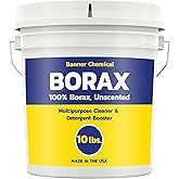 Banner Chemical Raw Borax, 100% Pure Multi-Purpose Cleaner (10 lbs) | Unscented - Detergent Booster - Natural Household Cleaner &amp; Stain Remover - Made In Usa