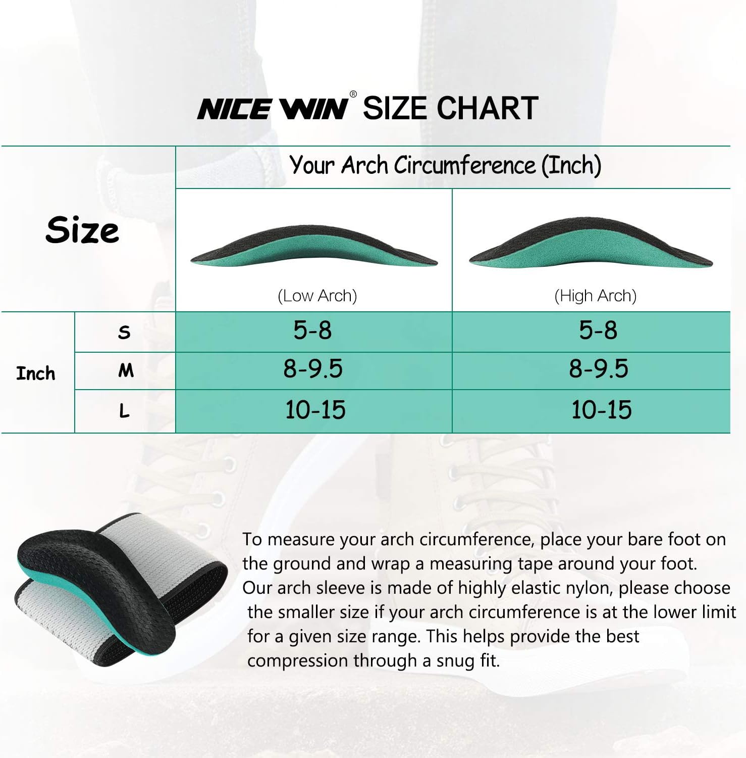 New Update 6 Size Arch Support Sleeves for Men & Women Elastic Copper Bandage Foot Care Brace for Pain Relief of Plantar Fasciitis,High Arch Size M: Health & Personal Care