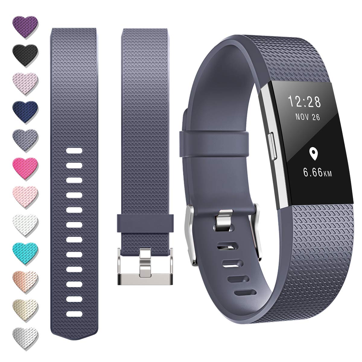 DigiHero For fitbit Charge 2 straps,Replacement strape for Fitbit charge 2 strap (1 Pack), Adjustable Sport Wristbands for Women/Men,Small/Large — image 1