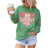 MULOIUDZ Women’s Christmas Sweatshirt Bow Merry Xmas Tree Crewneck Pullover Long Sleeve Sweater Oversized Tops Holiday Shirts