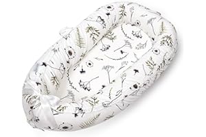 Beisurznga Baby Lounger, Ultra Breathable Cotton Soft Baby Newborn Lounger, Portable Lightweight Adjustable Infant Floor Seat for Travel, Newborn Essentials Baby Registry Search(Forest)