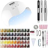 Vishine 48PCS Gel Nail Polish Kit with UV Light include 45 Colors Gel Polish Nail Kit Soak Off Base Coat No Wipe Top Coat Matte Top Coat Nail Polish Set Manicure Tools Nail Lamp Nail Gel Kit for Women