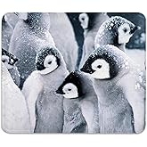 Anti-Slip Gaming & Office Mouse Pad with Stitched Edges 9.5 x 7.9 Inch, Group of Emperor Penguin Chicks in The Snow Durable Smooth Surface Desk Mat