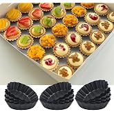 Yamteck 3 Inch Mini Quiche Pans 12 Pack, Round Egg Tart Molds with Removable Bottom. Small Tart Pans w/Non-Stick Coating Rugged Carbon Steel for Tartlets Shells Desert Making Christmas Festival Party