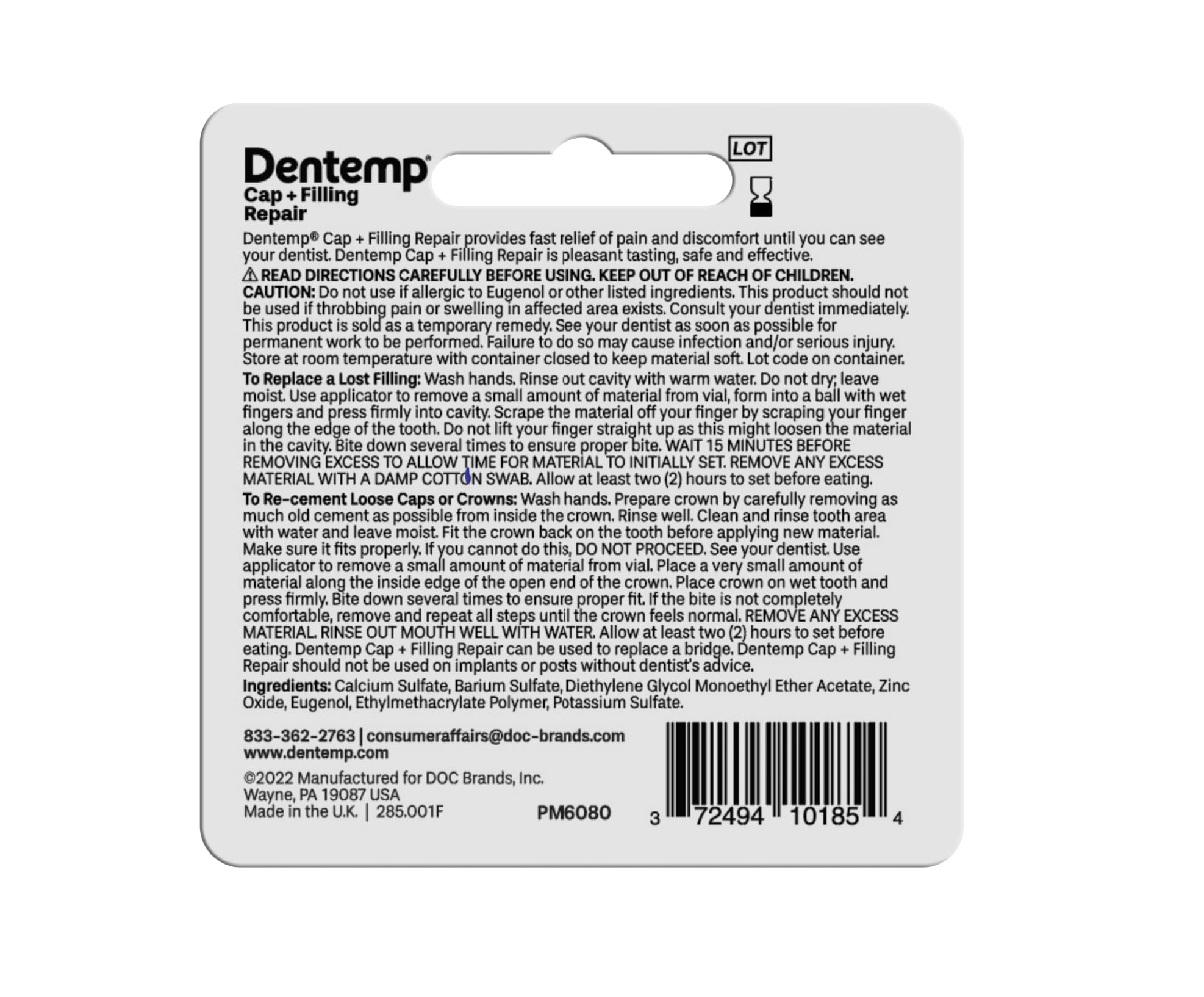 Dentemp Maximum Strength Loose Cap and Lost Filling Repair - Dental Repair Kit for Instant Pain Relief (Pack of 2)