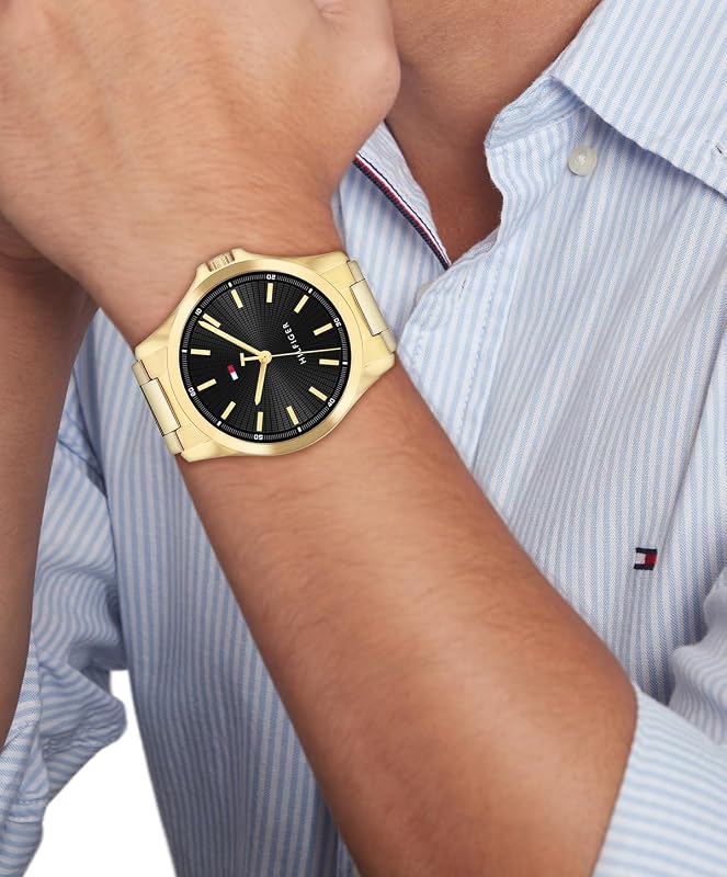 Relógio Bruce para homens com movimento analógico de quartzo e pulseira de aço inoxidável em tom dourado - 1792241 — foto 3 de 3