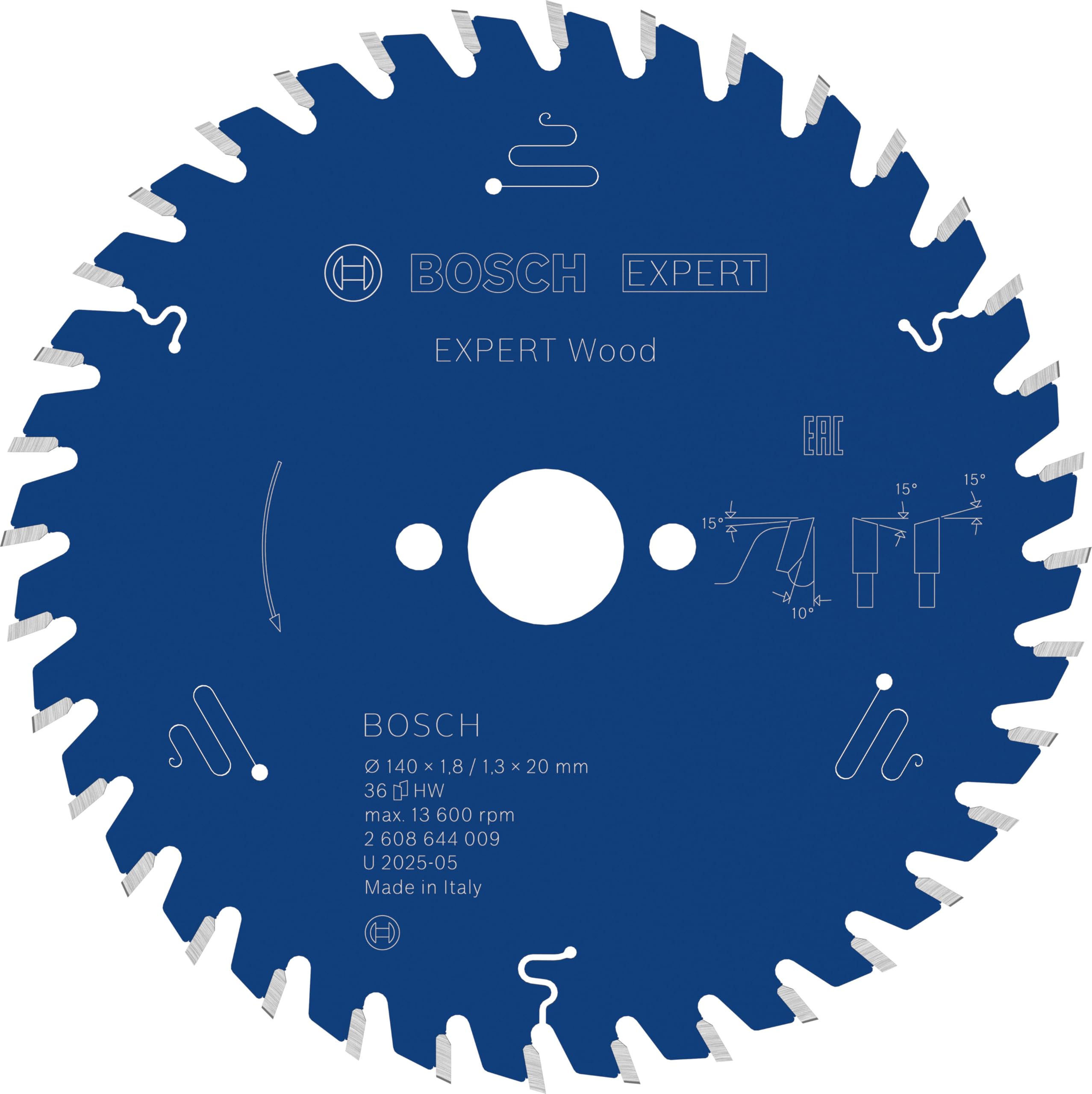 Bosch Accessories 2608644009 36T "Expert" Circular Saw Blade for Wood, Blue, 140 x 20 x 1.8 mm