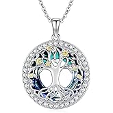 Accver Tree of Life Pendant with Crystal Necklace- Women Jewelry 925 Sterling Silver, Jewelry gift for her, Girlfriend, Wife, Mom on Birthday, Anniversary