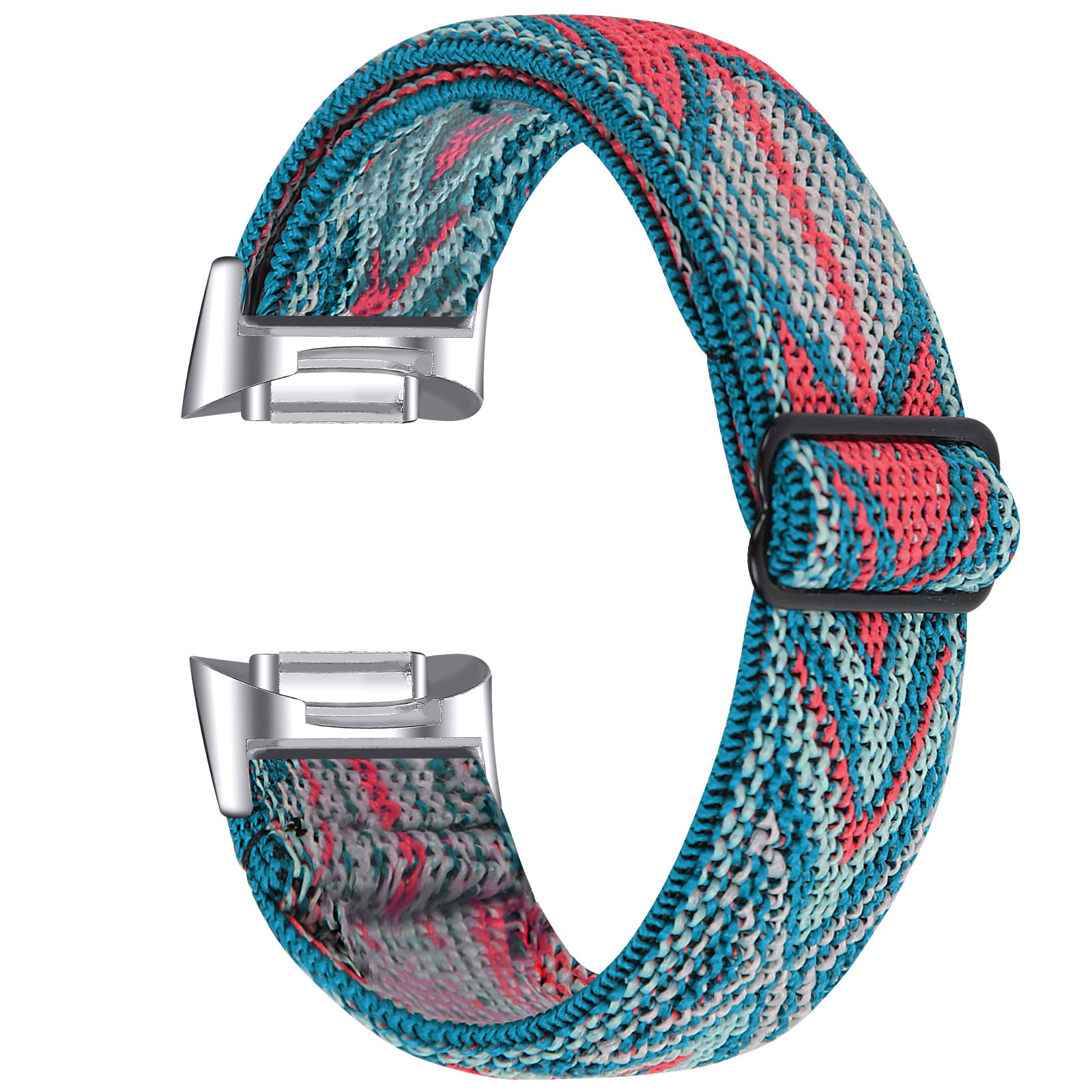 Gimuk Compatible with Fitbit Charge 5 Strap for Women Men, Soft Nylon Woven Stretchy Adjustable Elastic Replacement Sport Strap Wristband for Fitbit Charge 5 Small Large (Green Red) — image 1