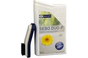 SEBO DUO-P Carpet and Upholstery Cleaning Powder, Spot Clean Box with Hand Brush, 500g - Environmentally-Friendly Formula, Sa