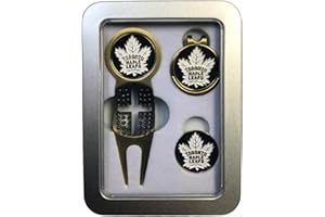 CaddyPro Toronto Maple Leafs Golf Gift Set, Black and Gold Metal Divot Tool with Ball Markers in Presentation Tin