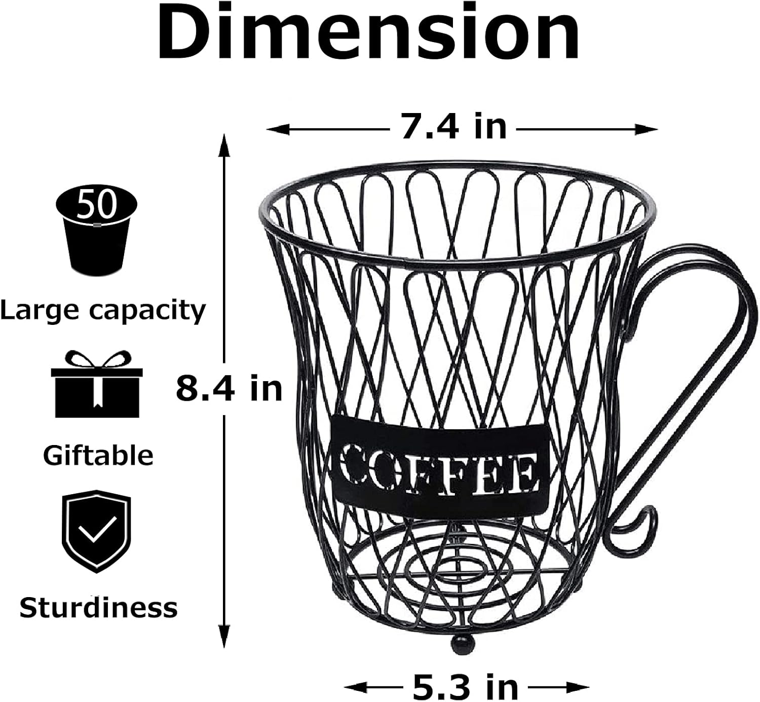 Homentum Black K Cup Holder,Large Capacity Coffee Pod Holder,Coffee Bar Accessories Station Organizer Basket for Counter,Table,Kitchen,Office: Kitchen & Dining
