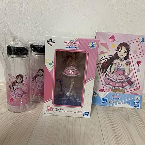 Amazon 一番くじラブライブサンシャイン 5th Anniversary B賞 桜内梨子フィギュア思いよひとつになれ K賞ボトル2個 L賞 4点セット フィギュア ドール 通販