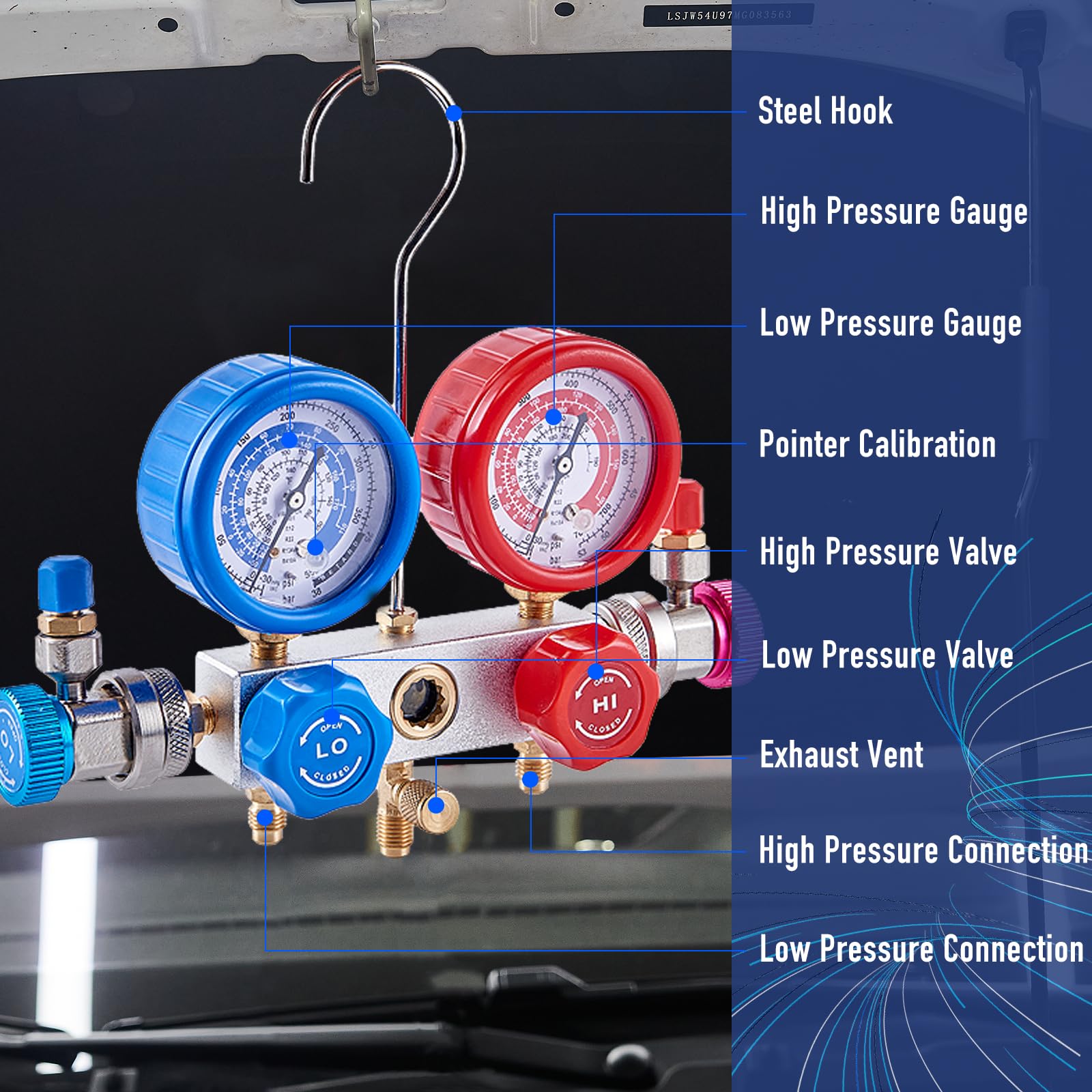 BACOENG 3.5CFM 1/4HP Single Stage HVAC Vacuum Pump And R134a Manifold