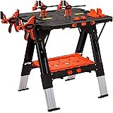 Pony Portable Folding Work Table, 2-in-1 as Sawhorse & Workbench, Load Capacity 1000 lbs-Sawhorse & 500 lbs-Workbench, 31” W×
