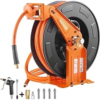 VEVOR Retractable Air Hose Reel with Double Arms, 3/8 in x 65FT Hybrid Air Hose Max 300PSI, Air Compressor Hose Reel with 5FT