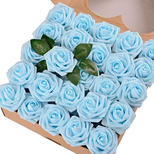 Amazon Com Breeze Talk Artificial Flowers Light Blue Roses 50pcs