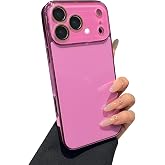Caseative for iPhone 17 Pro Max Case, Hot Pink | Solid Color Electroplated Frame with Crystal Camera Lens Protection
