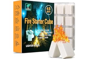 SUNLIFER Fire Starter Squares for Campfires: All Weather Camping Fire Starters Cubes | Quick & Odorless Firestarters for Fireplaces | Wood Stove | Grills | Fire Pit | BBQ - 48 Count