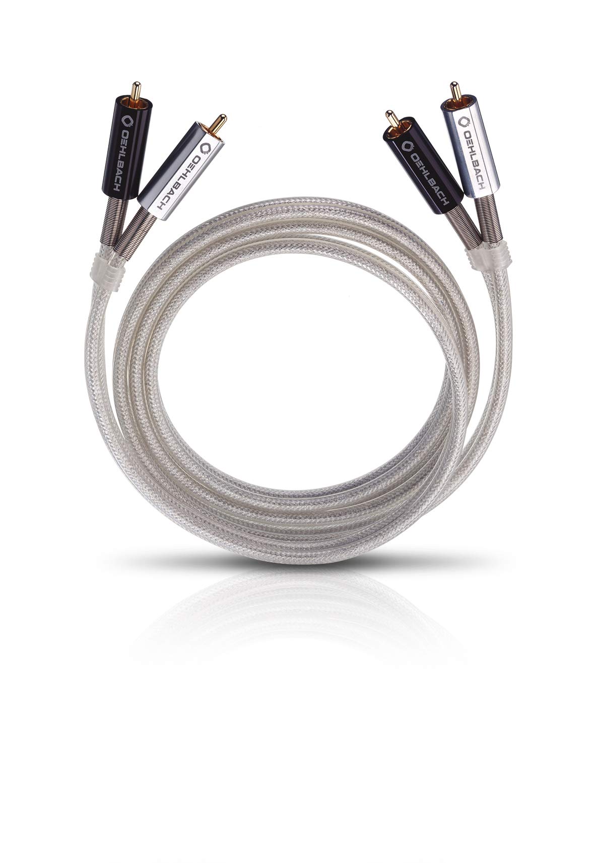 Oehlbach Silver Express Stereo RCA Cable Set for CD Players and Amplifier Spofc & Double Shielding 1.5 m – Silver