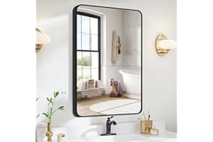 LUQINYAMAX Bathroom Wall Mirror - 12x16 Vanity Mirrors Small Wall Mounted Makeup Mirror Over Sink for Bedroom/Farmhouse/Entrance, Black Rectangle Framed Anti-Rust Shatterproof Mirrors