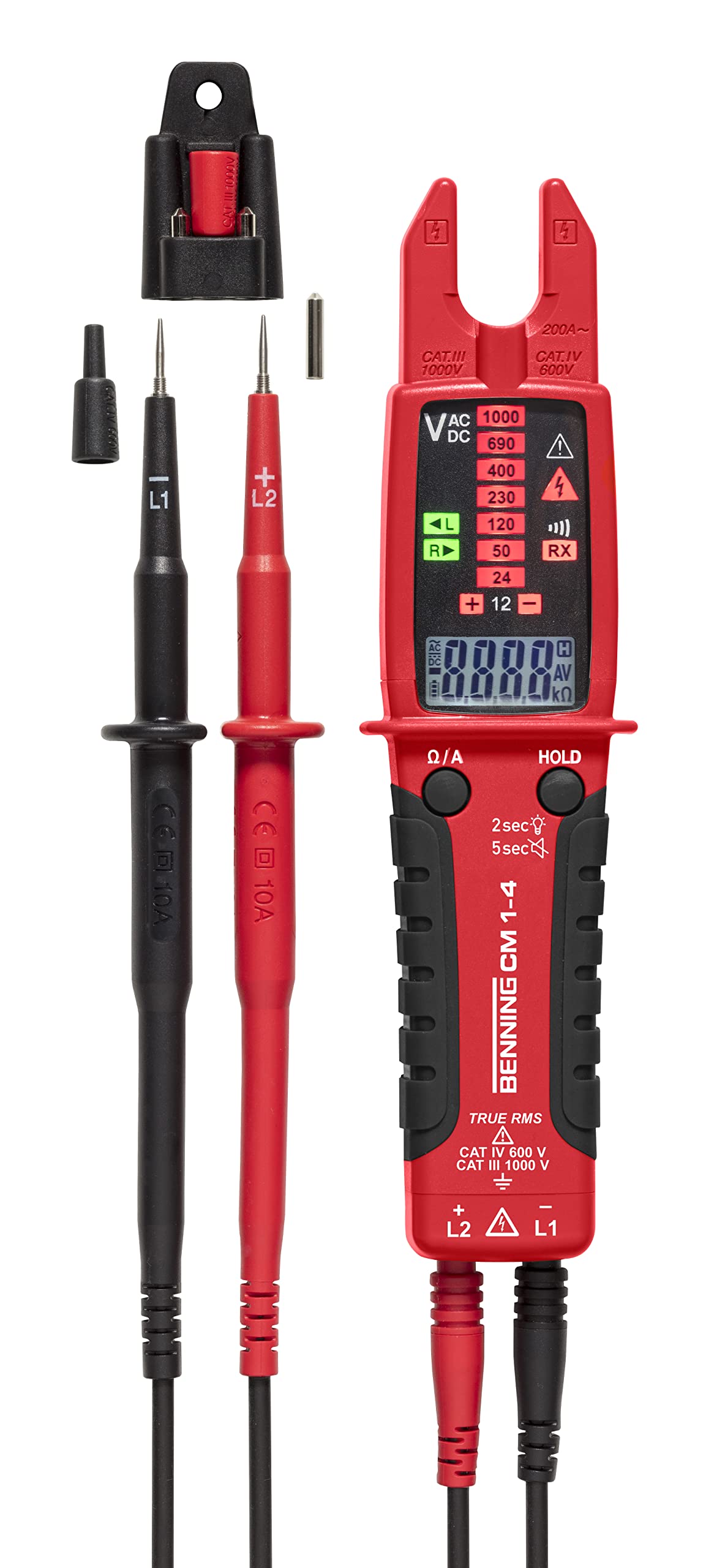 BENNING CM 1-4 Digital CAT III 1000V, CAT IV 600V Clamp Meter for Electrical Testing and Measurement