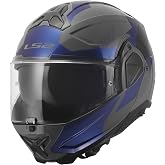 LS2 Helmets Advant II Modular Motorcycle Helmet W/ SunShield (Gloss Triple Nardo Gray/Blue - X-Small)