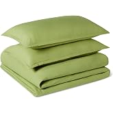 Amazon Basics Brushed Microfiber Comforter Set, Very Soft with Natural Texture, Oeko-TEX Certified, Machine Washable, 3-Piece, King, Green