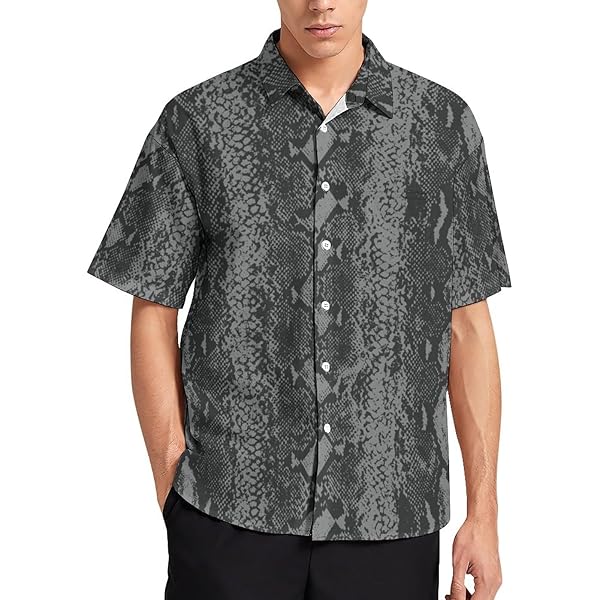 VISESUNNY Men's Hawaiian Shirt - Skull & Flower Cherry Print Short Sleeve Aloha Shirt - View #9