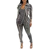 LAJIOJIO Bodycon 2 Piece Sets for Women,Long Sleeve Cropped Jackets and Ribbed Jumpsuit Party Outfits